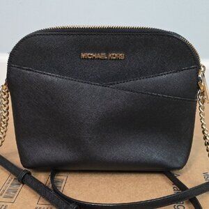 Michael Kors black Jet Set Travel Medium Dome Crossbody Bag envelope